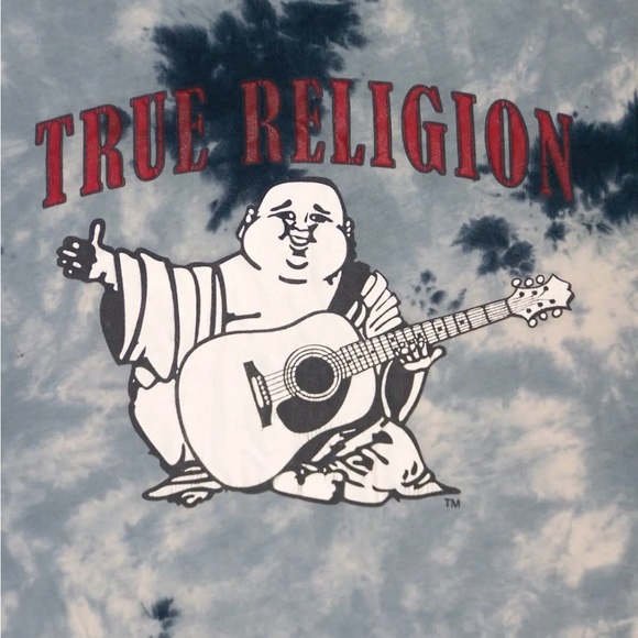 TRUE RELIGION Shirt Adult Extra Small Blue Graphic World Tour Short Sleeve Men - Picture 4 of 5